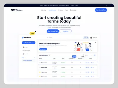 Panel Viteform design landing page panel web design web site
