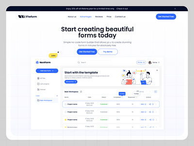 Panel Viteform design landing page panel web design web site