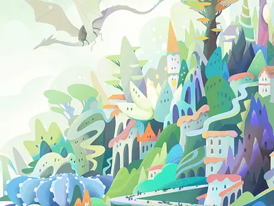 Concept art for the Dream Works show cartoon character city concept conceptart design illustration magic zutto