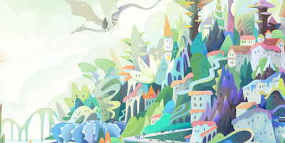 Concept art for the Dream Works show cartoon character city concept conceptart design illustration magic zutto
