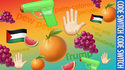 Emoji code code collage emoji flag gradient grapes graphic design gun language orange palm tiktok