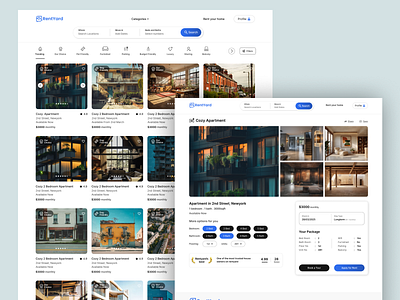 Rentyard – Monthly Rental Platform UI apartment booking app branding figma hero section hotel booking landing page minimal ui modern ui monthly rentals product design product page property rental remote living rent ui ui design