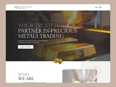 Diamond Star Jewellery LLC Website animation bars bullion clean design dribbble gold jewellery jewellery website landing page logo minimal netulr platinum silver typography ui ux web website