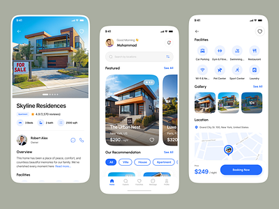 Real Estate App apartment finder app clean real estate app figma mobile app home rental ui house booking app mobile app uiux modern app design property app design property listing ui real estate app real estate booking real estate ui design rent buy property app
