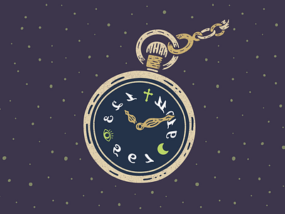 Curious Pocket Watch design folkart graphic design hand drawn illustration linocut pocketwatch scifiart space and time strange woodcut