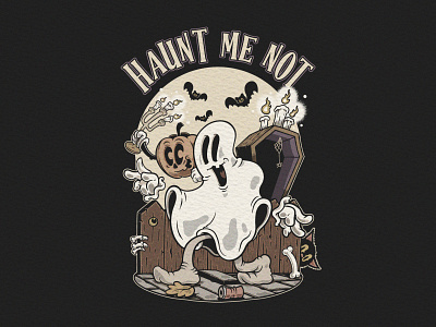 HAUNT ME NOT apparel artwork branding character chartoon clothing design draw fun ghost graphic design halloween illustration pumkin retro tshirt