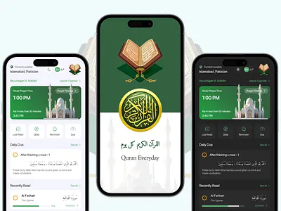 Muslim Quran App home page islamic app islamic calendar muslim app muslim quran app prayer app prayer reminder quran app quran app ui quran page read quran reciting page