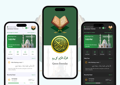Muslim Quran App home page islamic app islamic calendar muslim app muslim quran app prayer app prayer reminder quran app quran app ui quran page read quran reciting page