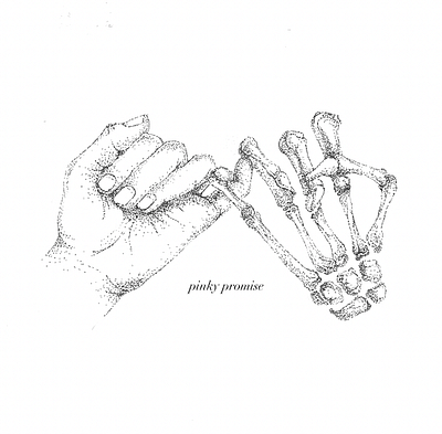 Pinky promise black dots dotwork illustration