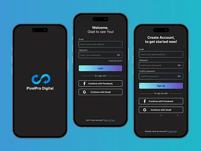 Login/Signup Page - Dark Mode graphic design ui