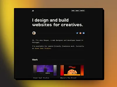Jess Gaspar Portfolio dark framer pixel pixel design portfolio retro retro design ui design ui ux web design web designer