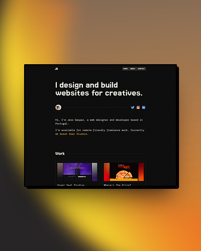 Jess Gaspar Portfolio dark framer pixel pixel design portfolio retro retro design ui design ui ux web design web designer