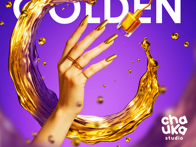 Golden Touch Nail Salon Ads banner beauty gold golden graphic design luxury nail nails poster salon social media