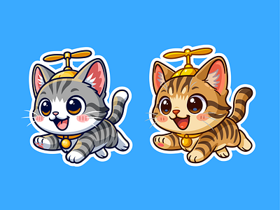 Cat Flying🐱🚁 animals branding cartoon cat character cute doodle fanart flat flying funny icon illustration kitten logo meme plane propeller