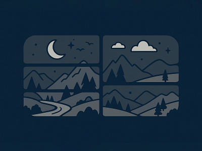 Minimalist Mountain Landscape Illustration 3d animation branding graphic design logo motion graphics ui