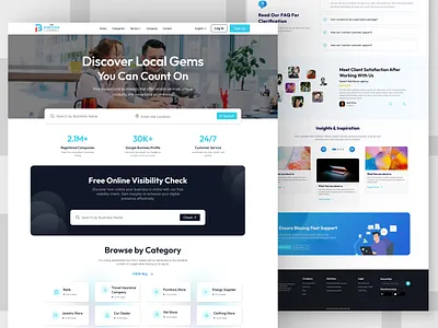 Smart Search, Seamless Experience – Business Listing Web UI branding dashboardui design digitalproducts figma design figma website illustration marketplace ui website ui ux design