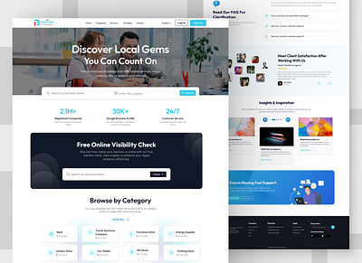 Smart Search, Seamless Experience – Business Listing Web UI branding dashboardui design digitalproducts figma design figma website illustration marketplace ui website ui ux design