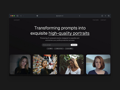 AI-Powered Portrait Generator – Dark UI Exploration ✨🖼️ design ui uiux user experience user interface ux web design website
