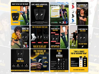 Shin Pads Static Ads | DTC ADS ad graphic designer ad images banner ads branding design dtc ecom ad graphic design social media banner social media design static ad static ads