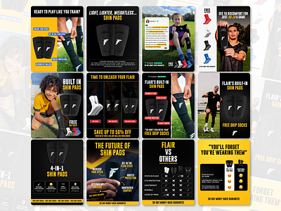 Shin Pads Static Ads | DTC ADS ad graphic designer ad images banner ads branding design dtc ecom ad graphic design social media banner social media design static ad static ads