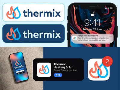 Thermix® air conditioning brand branding cold design fire graphic design heat heating air branding heyo! hot logo thermix water drop