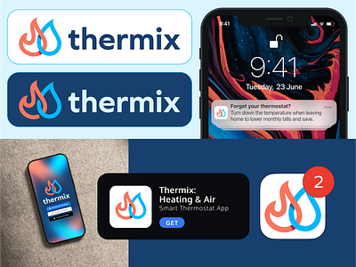 Thermix® air conditioning brand branding cold design fire graphic design heat heating air branding heyo! hot logo thermix water drop