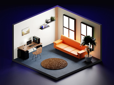 🛋️ From Desk to Den – My Full Creative Room in 3D 3droomdesign blenderinterior creativeden dribbble3d homesetup minimaldesign mycreativespace visualmood workchillrepeat
