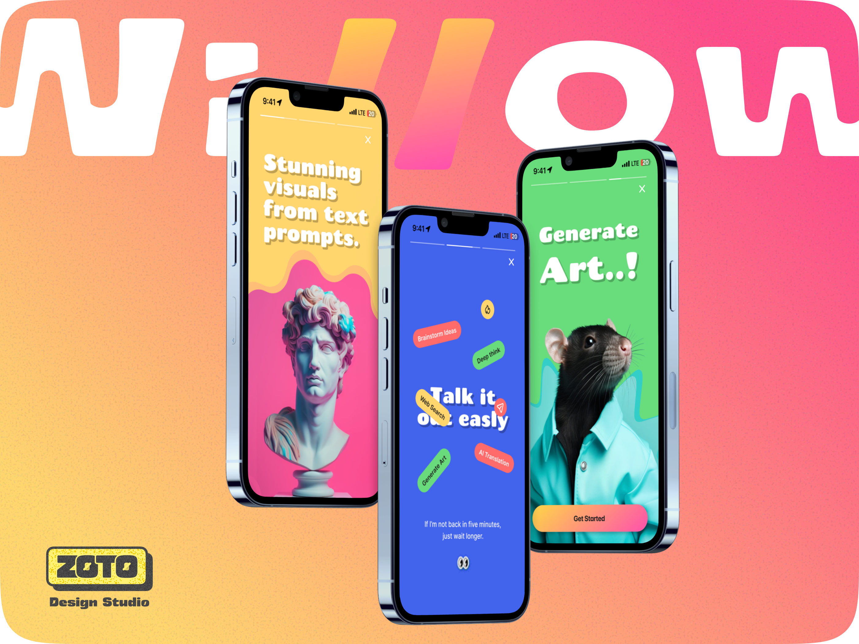 Wi//ow AI Assistant 3d animation app branding design dribbble flat graphic design icon illustration logo minimal mobile app typography ui uiux userexperience ux web website