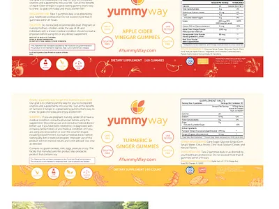 Yummy Way Vitamins apple branding fitness health labels logo turmeric vitamins