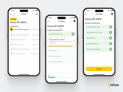 Checklist - InPost: Agent checklist delivery app inpost mobile ui