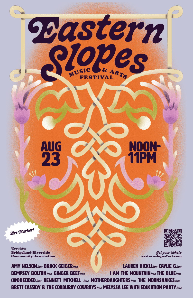 Eastern Slopes Poster cowboy design festival flowers illustration music festival poster poster design western