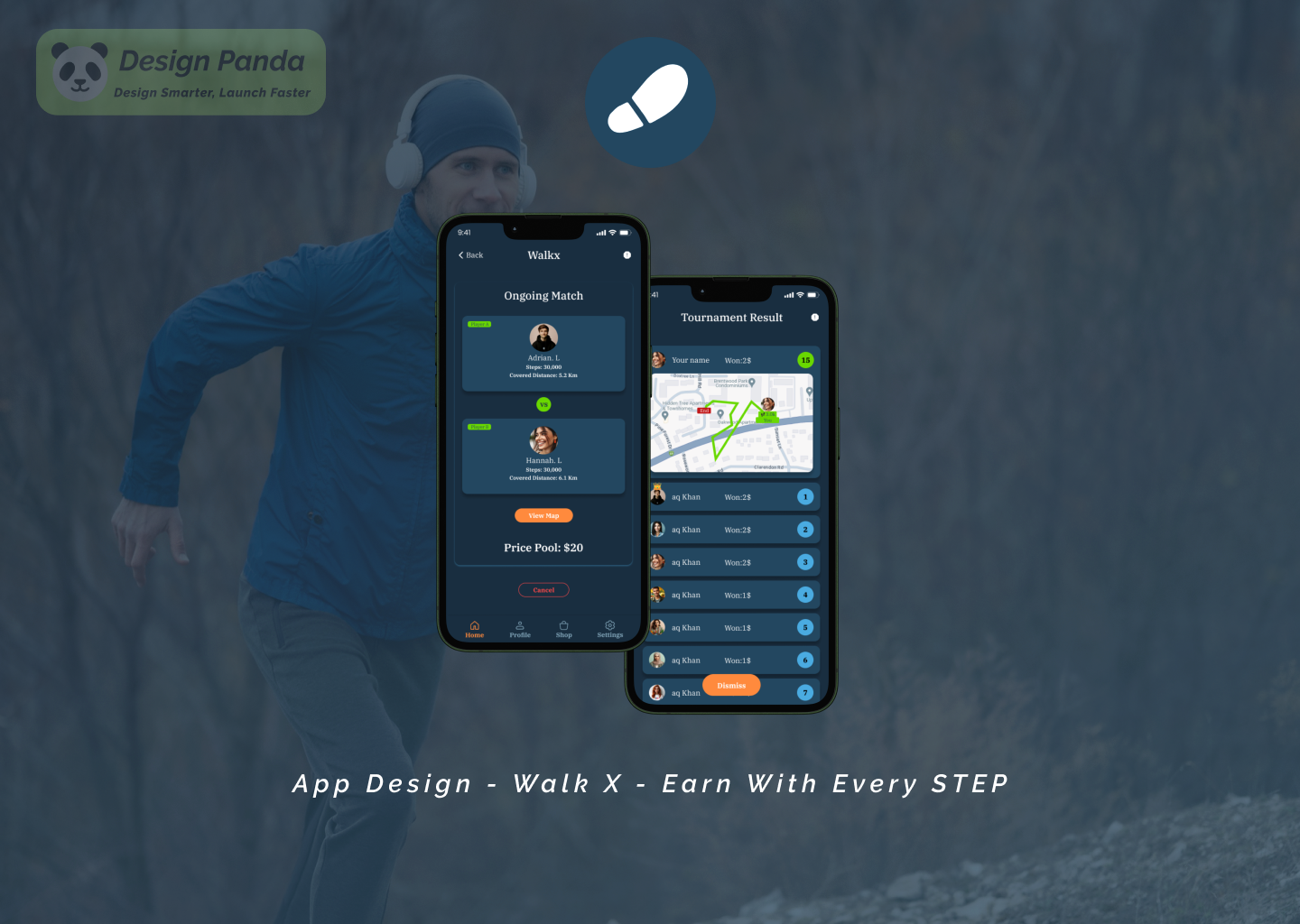Walk X - Earn with every step you take - Mobile app android app best branding creative design game graphic design illustration ios mobile app new prototype ui uiux
