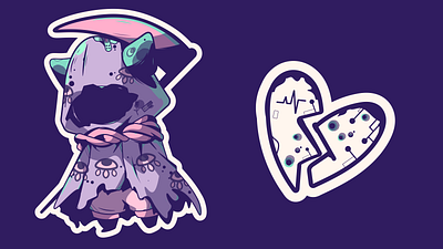 Skull n' Ghost pOkemon card Stickers ! halloween halloween card hunted design illustration pokemon card reaper skull spooky season tcg pokemon card