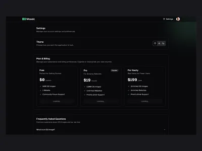 Settings Page 💳 design minimal plans saas settings ui web design