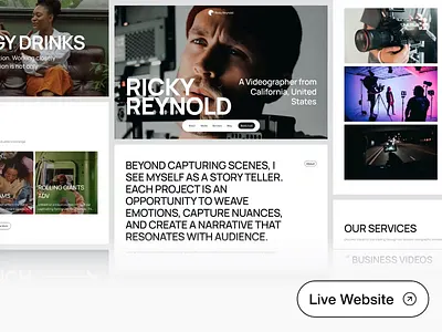 Ricky Reynold - Videographer Portfolio Website animation clean framer landing page modern personal portfolio personal web portfolio portfolio website simple ui videographer videographer website website design