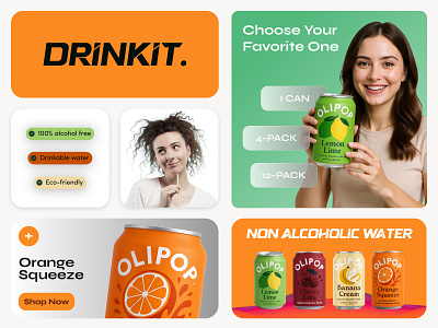 Drinkit – Banana Lemon Edition Branding & Visual Identity bananalemon brand identity branding design drink drink water e commerce figma design graphic design health landing page logo logo design modern web packaging social media design ui uiux design visual design website design