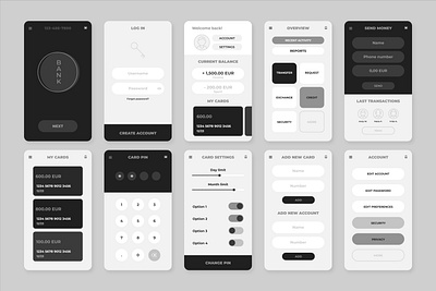 Minimalist Mobile Banking App UI/UX Design | Dark & Light Mode 3d animation app wireframe branding graphic design motion graphics ui