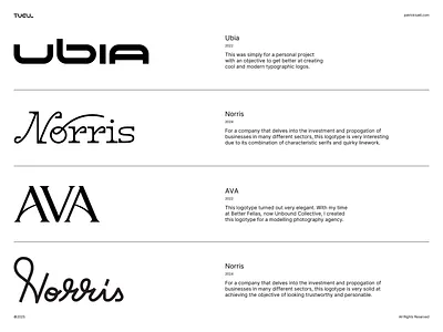 Bespoke Wordmarks behance branding branding and identity clean design dribbble freelance graphic design graphic designer identity letters logo logo design logo mark logotype modern script serif visual identity wordmark