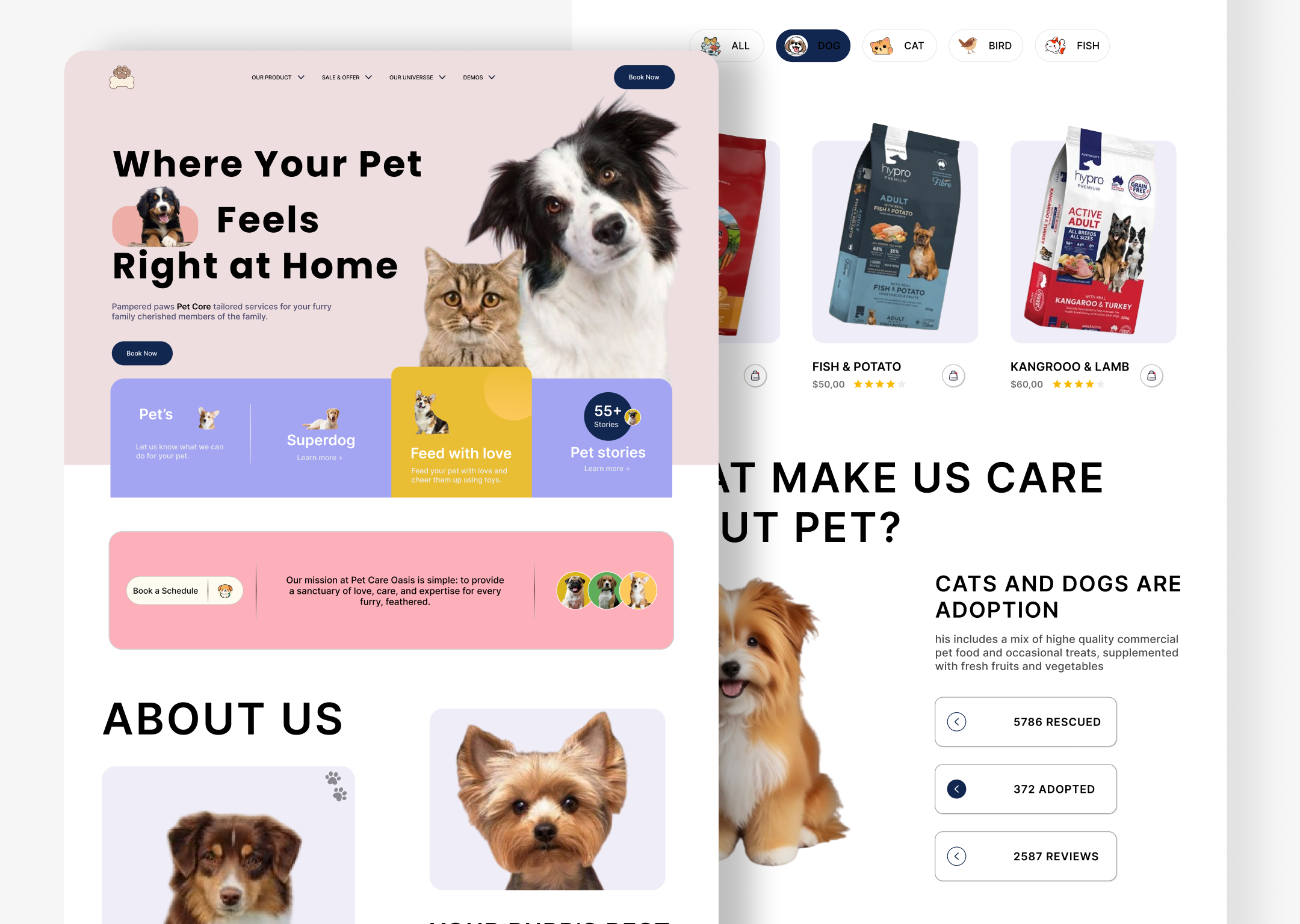 Example of Pet Care Website Design