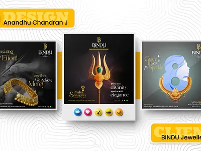 Social Media Posts for Bindu Jewellery adobe bindu bindu jewellers branding creative design gold graphic design illustration jewellery ornaments photoshop poster social media post vector