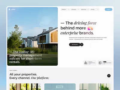 Landing Page UX/UI Design for AI Rental Management Platform ai ai assistant ai rental assistant booking business clean corporate figma landing page minimal property real estate rent rental saas landing ui uiux ux web design