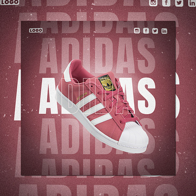 Social media post design for adidas shoe ads 3d branding design food graphic design illustration logo motion graphics ui vector