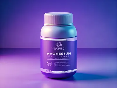 Serene & Sleek: Magnesium Glycinate Logo and Packaging Design vitamin packaging