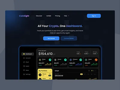 Crypto Portfolio Tracker – CoinSight Hero Section UI 3d animation branding graphic design logo motion graphics ui