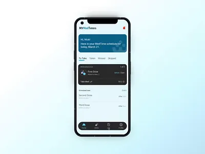 MyMedTimes App app design healthcare medication mobile design ui ux