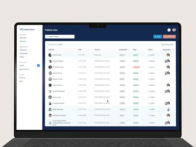 Custom Care App app design dashboard healthcare logo ui ux