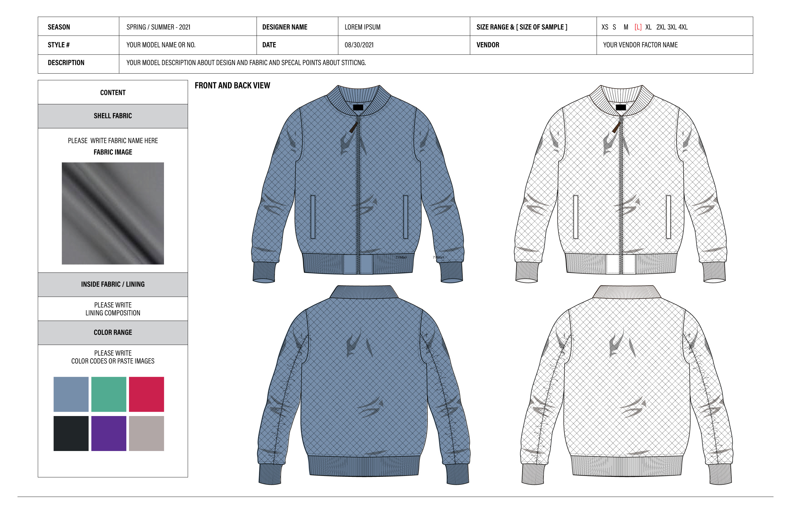 Example of Fashion & Clothing Tech Packs