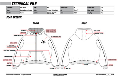 MEN'S OVERSIZED HOODIE TECHPACK 2d drawing 2d illustration apperal design drawing graphic design tech pack technical illustration techpack