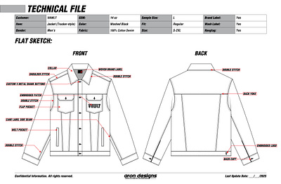 MEN'S DENIM JACKET TECHPACK 2d drawing 2d illustration apperal design design drawing graphic design illustration tech pack techpack