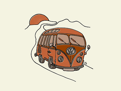 Slow roads, happy hearts campervan dailydoodle dailysketch drawing handdrawnart illustration indiana joyofthedrive loveofcamping outdoorlover roadtrip vectordrawing vwillustration